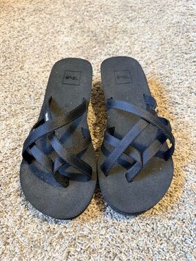 Teva Black Strappy Slide Sandals